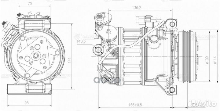 Компрессор кондиц. Volvo S60 II (06) /S80 II (0