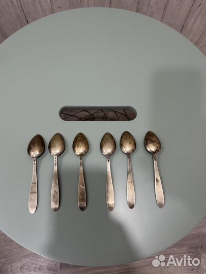 Серебряные ложки с эмалью в позолоте