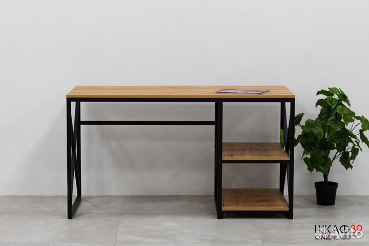 Лофт тип 1 Стол письменный (Черный/Крафт золотой)