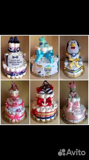 Подарок на рождение ребёнка-торт из памперсов