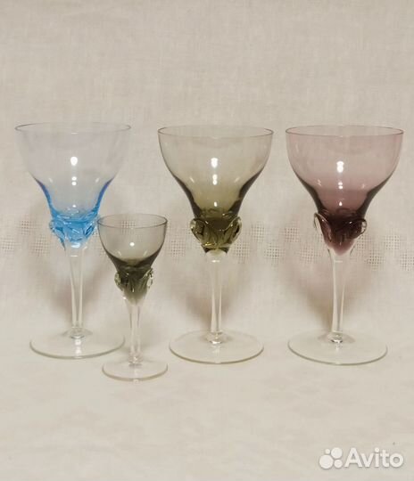 Фужеры Рюмка цветное стекло Чехия 60 -х