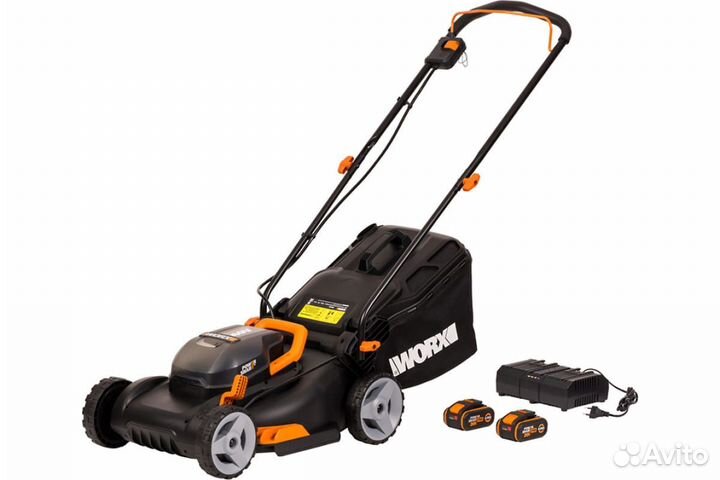 Аккумуляторная газонокосилка worx WG743E 2х20В