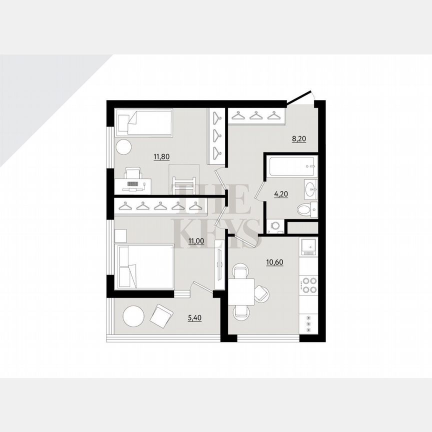 2-к. квартира, 48,5 м², 9/12 эт.