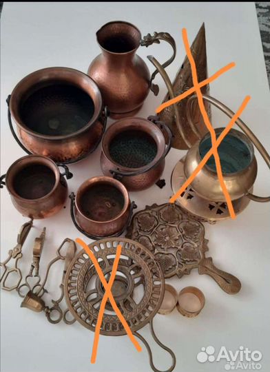 Медные и латунные предметы, винтаж