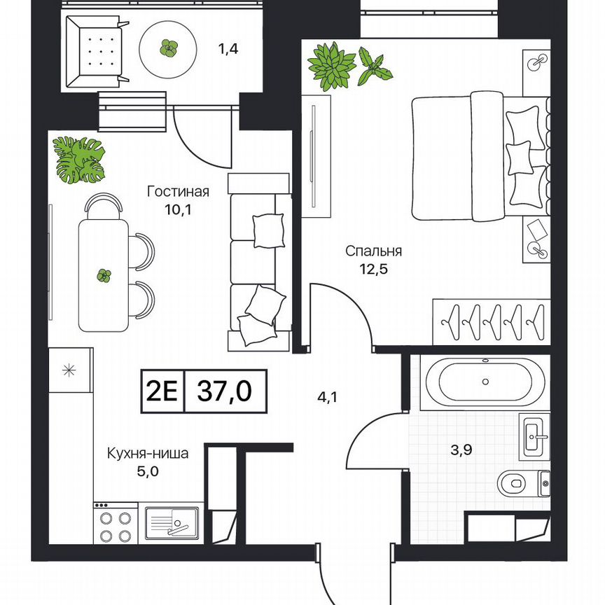 2-к. квартира, 37 м², 13/17 эт.