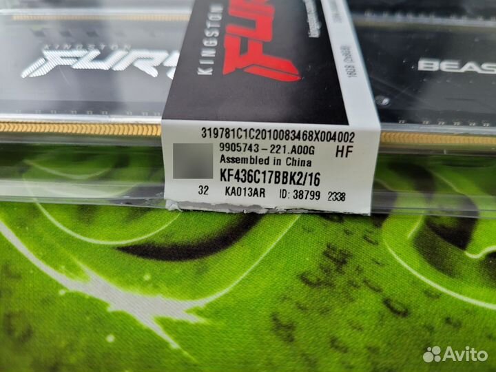 Оперативная память Kingston DDR4 16Gb 3600mhz