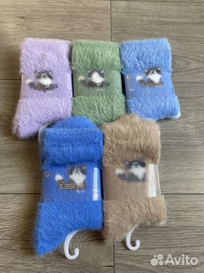 Носки женские теплые/пушистые из норки 5 шт