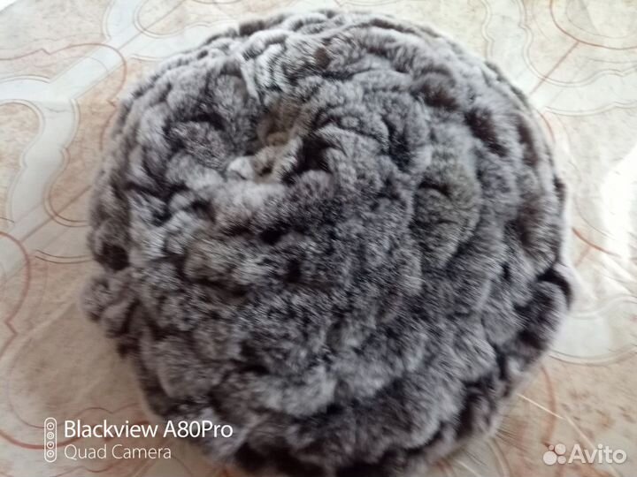 Берет, шапка, мех кролик-рекс