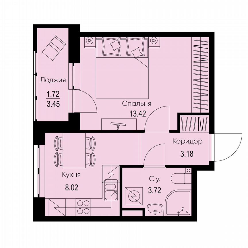 1-к. квартира, 30,1 м², 2/9 эт.