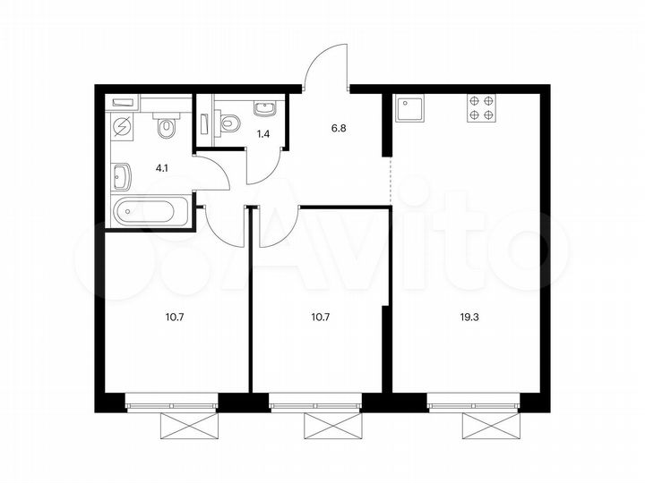 2-к. квартира, 53 м², 24/33 эт.