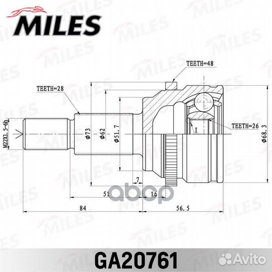 ШРУС mazda CX-5 KE 2011- нар.зад. GA20761 Miles