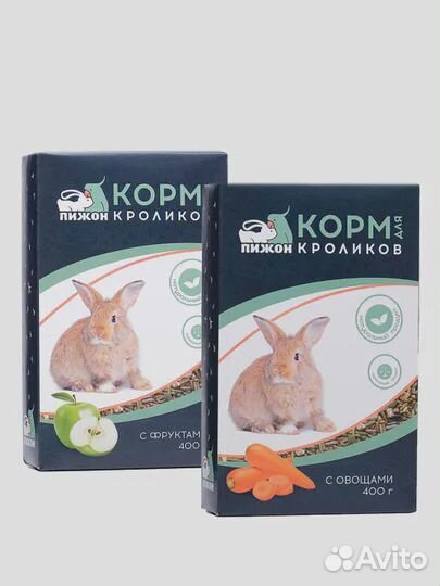 Корм для кроликов, с фруктами / овощами / гранулир