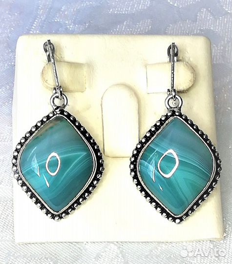 Серьги серебрение агат С646