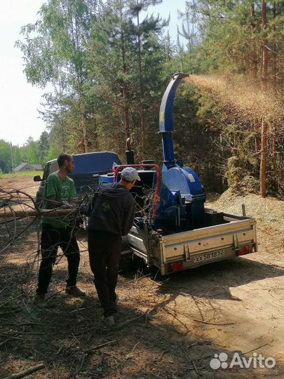 Кронирование, спил деревьев, кустарников дробилка