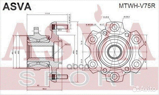 Ступица колеса зад прав/лев mtwhv75R asva