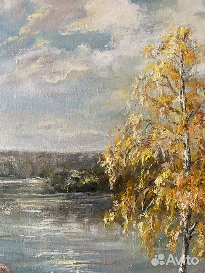 Кот, картина маслом на холсте, пейзаж 40х60см