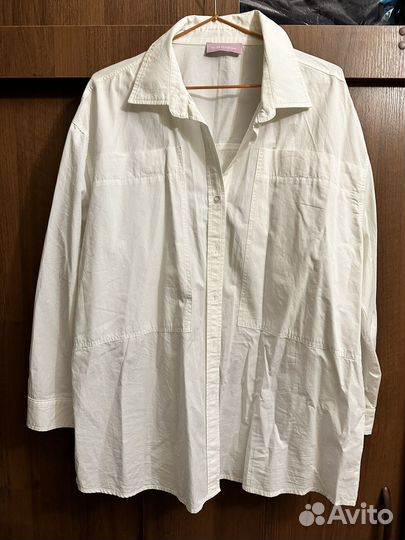 Рубашка белая оверсайз, кофточка розовая шик)