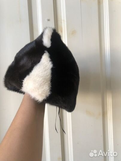 Шапка норковая с ушками кошка 56 ог