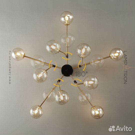 Потолочная люстра agira 10 плафонов. Цвет молочно-белый. agira-milk-10