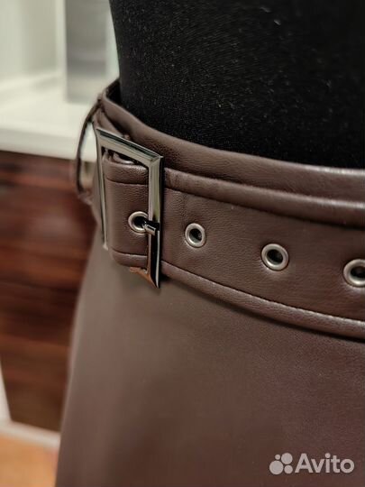 Юбка из экокожи шоколад Calista