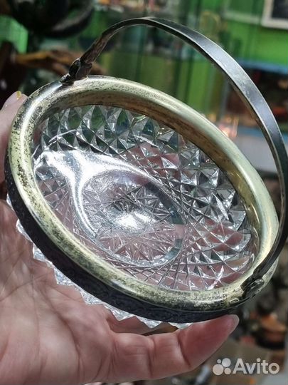 Икорница хрусталь, серебро 875 пробы. Звезда