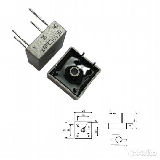 1 шт Диодный мост kbpc5010W 50A 1000V