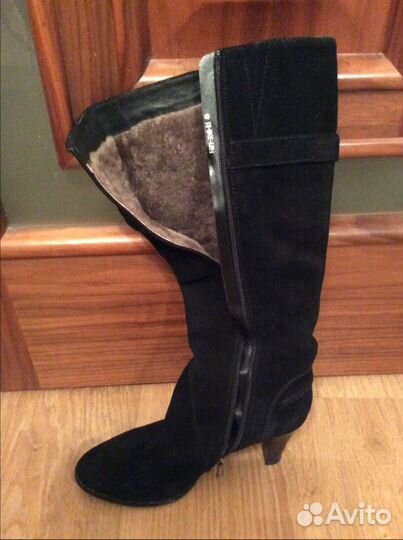 Новые, черные замшевые зимние сапоги, 39р