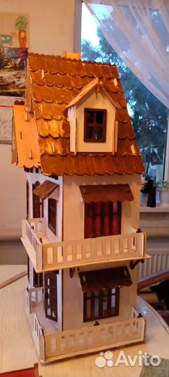 Домик кукольный деревянный с мебелью