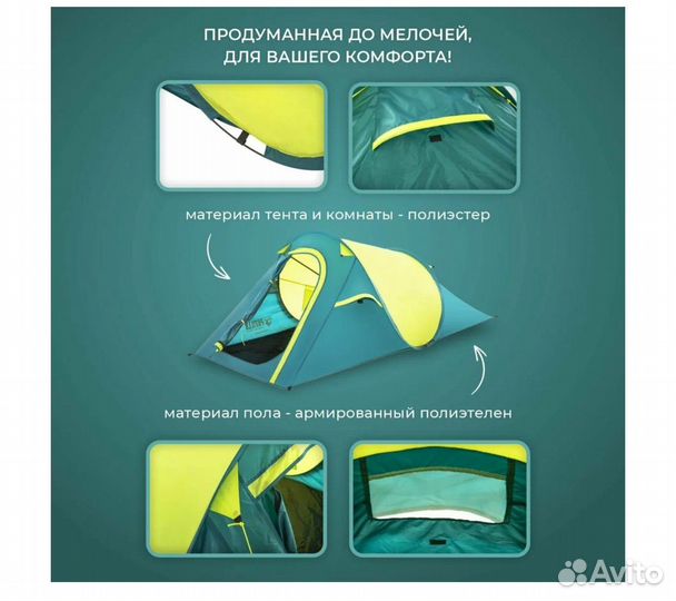 Палатка туристическая 2 местная новая