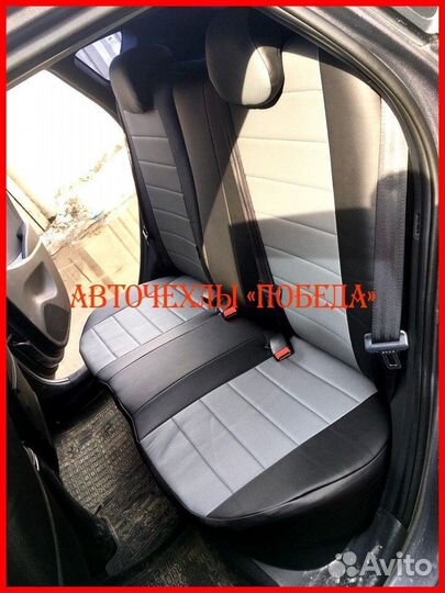 Чехлы Hyundai Solaris 1 Hb из экокожи чёрно-серые