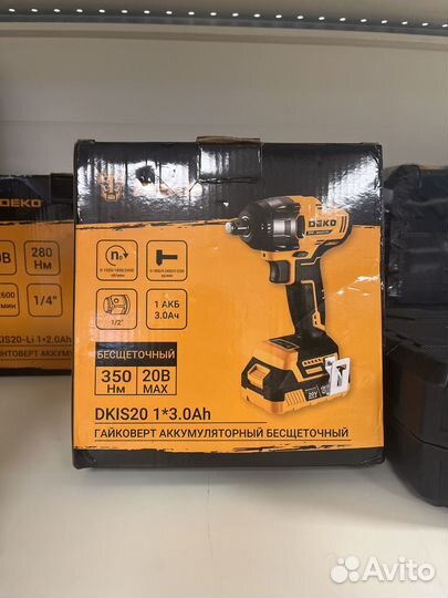 Гайковерт аккумуляторный бесщеточный deko dkis20