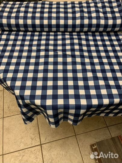 Ткань интерьерная синяя клетка.,желтая клетка