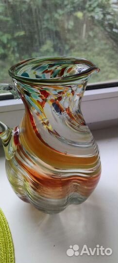Кувшин цветное стекло СССР