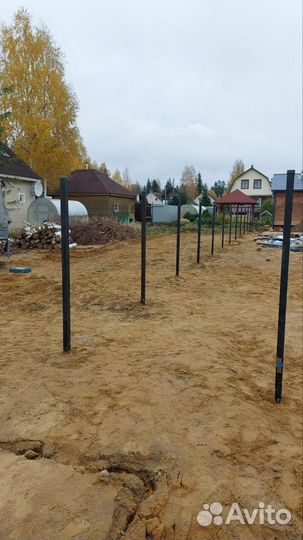 Винтовая свая 76d, оголовок 200х200. Монтаж