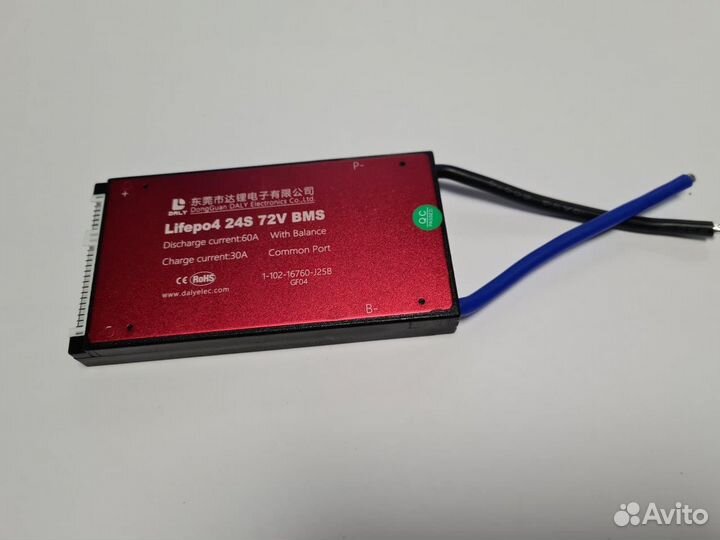 Плата контроля BMS lifepo4 24S 72V 60A