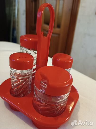 Набор для соли,перца,горчицы и уксуса на подставке