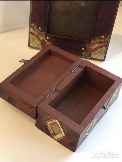 Шкатулка и рамка для фото (дерево, латунь, кость)