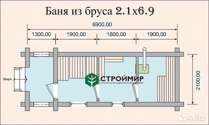 Мобильная баня 2.3х7 метров