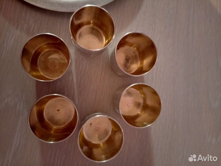 Мельхиоровые рюмки с позолотой