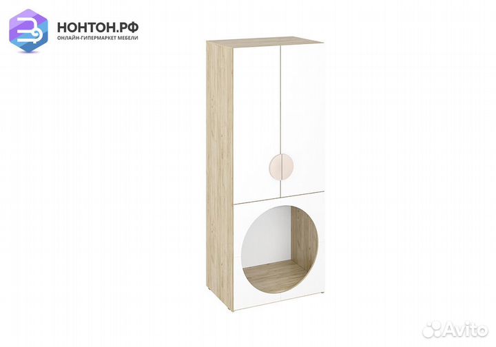 Шкаф двухдверный Мирра с нишей дуб крафт серый / б