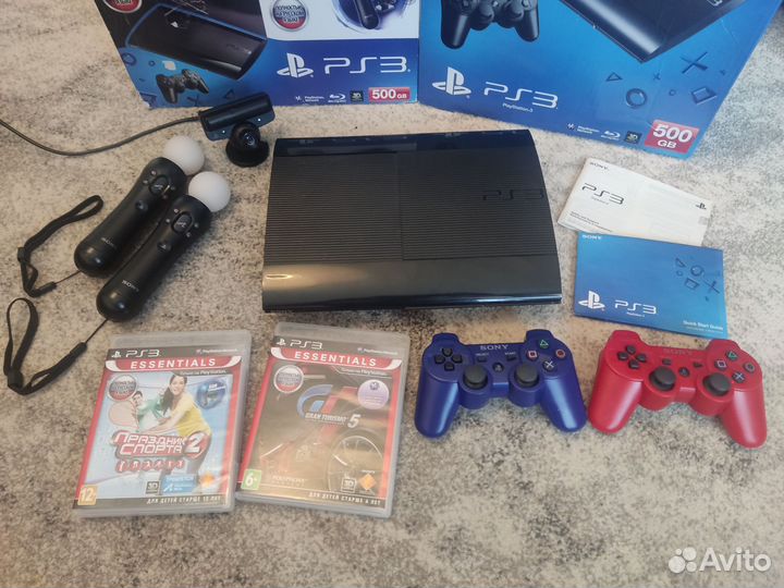 Прошитая PS3 SS 500Gb+54 игры+PS Move