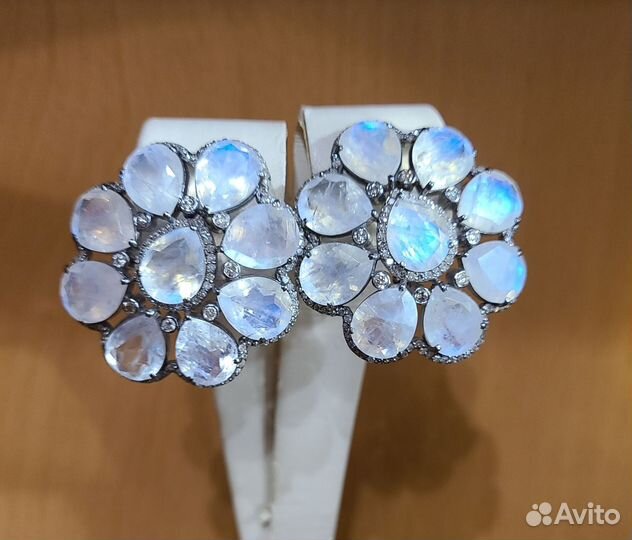 Серьги с бриллиантами, серебро