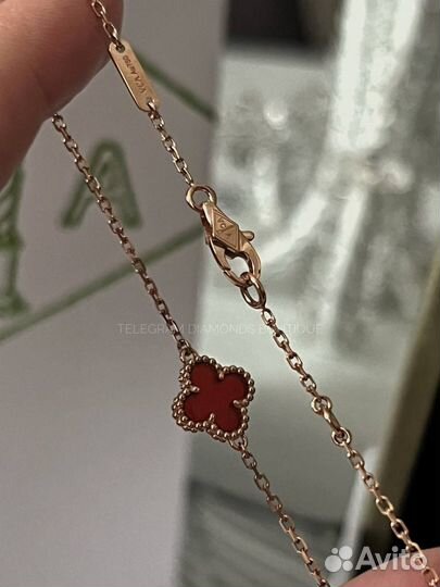 Браслет Van Cleef Sweet alhambra сердолик, золото