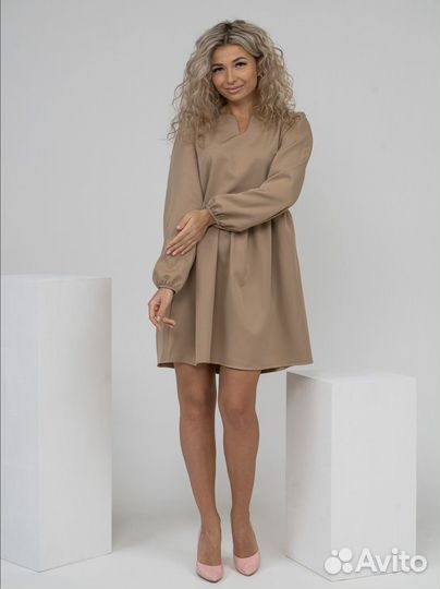 Платье женское бежевое
