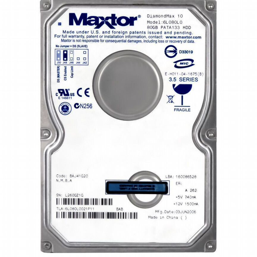 [6L080L0] Жесткий Диск Maxtor 80gb Ide 3.5" 6l080l0