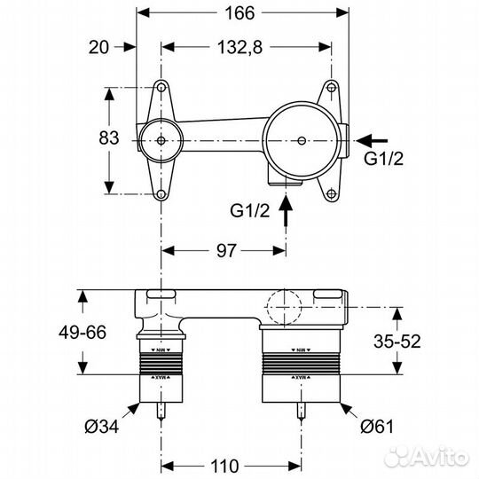 Скрытая часть Ideal Standard a5948nu Хром