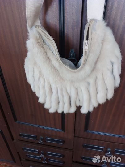 Сумка женская. Натуральная кожа. Мех песца