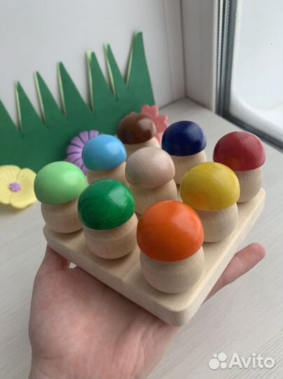 Сортер грибочки Развивающие деревянные игрушки