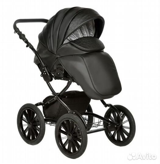 Коляска 2 в 1 Indigo Special Plus черная кожа