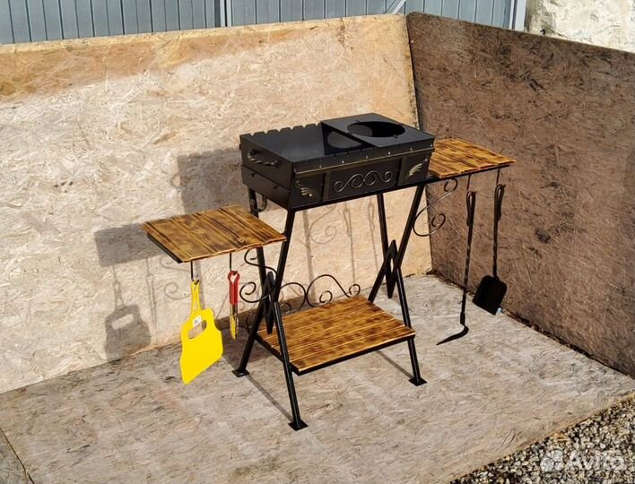 Мангал, очаг для казана, 2 столика. Сталь 4 мм